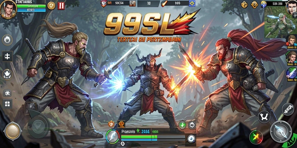 Screenshot gameplay menunjukkan aksi pertempuran strategis yang mendebarkan.