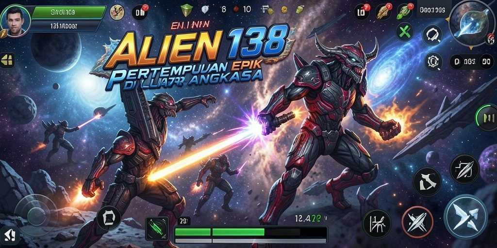 Tangkapan layar gameplay ALIEN138 menampilkan aksi seru di luar angkasa.