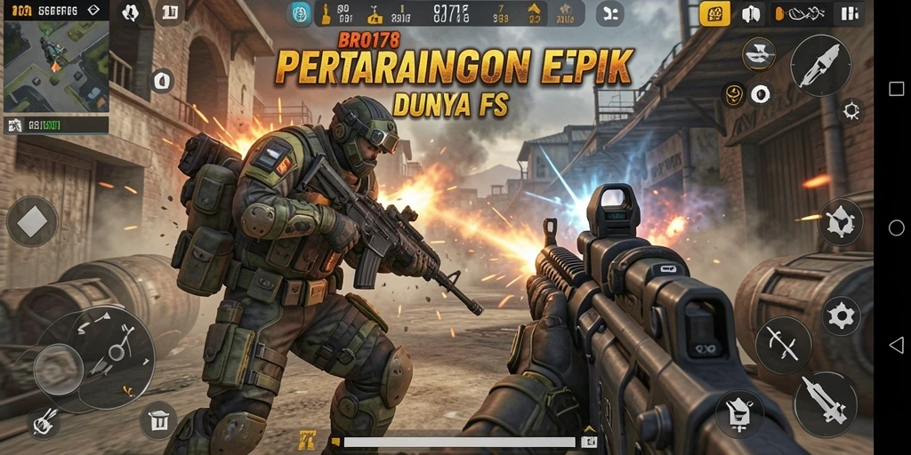 Tangkapan layar BRO178 menampilkan pertempuran dinamis dalam game FPS.