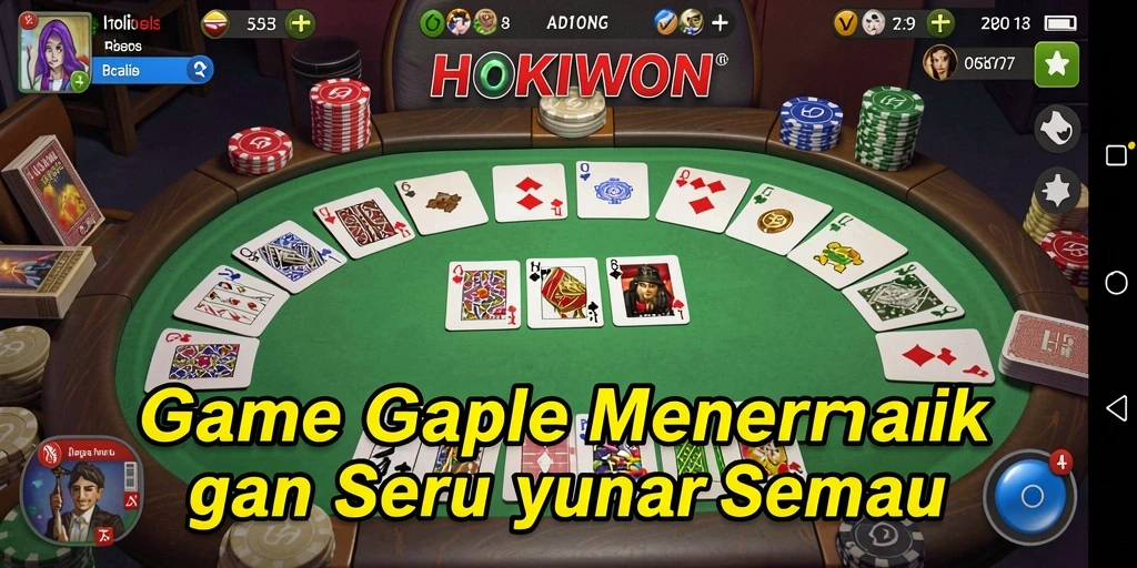 Screenshot HOKIWON menampilkan keseruan gameplay Gaple.