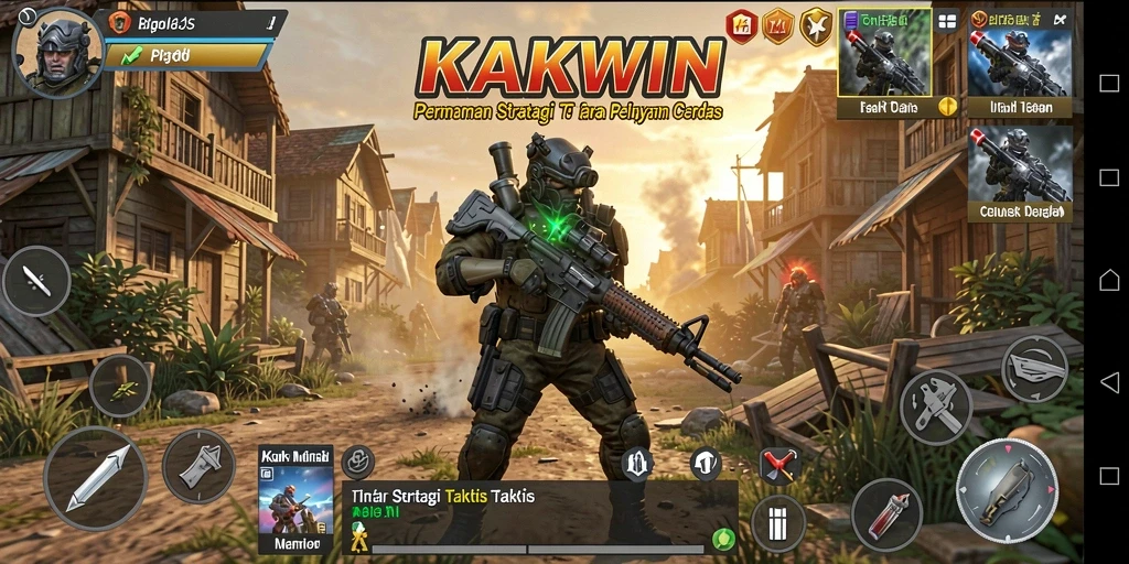 Screenshot KAKWIN menampilkan pertarungan strategis yang mendebarkan.