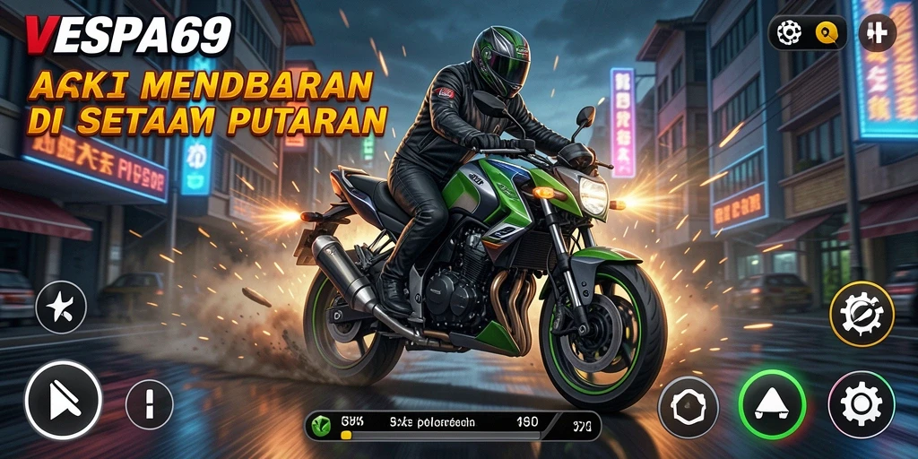 Tampilan aksi seru dalam gameplay VESPA69 yang mendebarkan.
